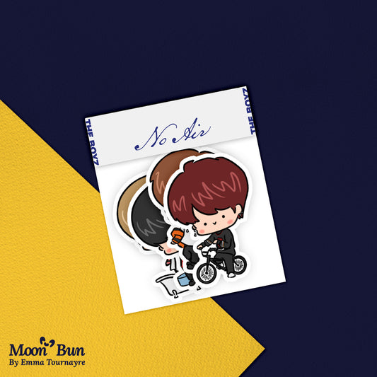 Picture of the THE BOYZ No Air sticker pack on a gold and blue background