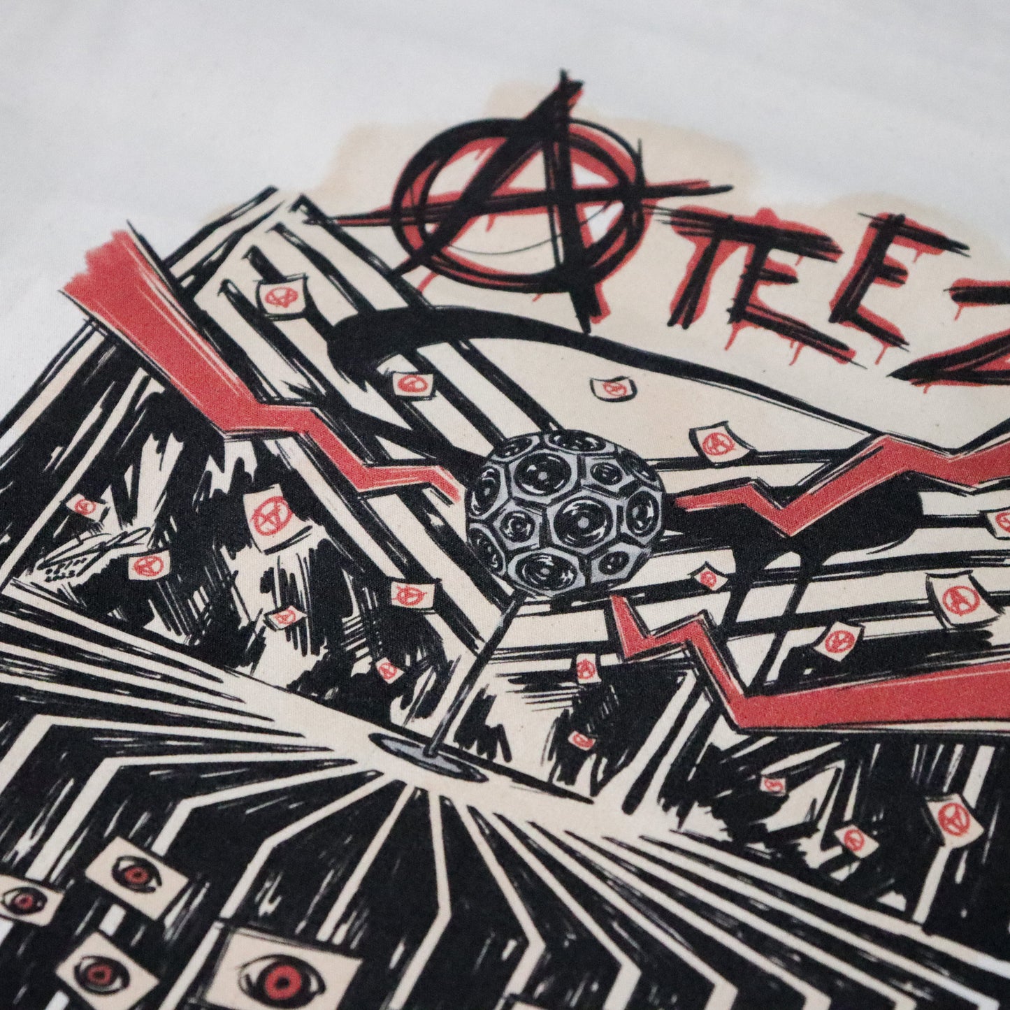 Printing detail of the ATEEZ Guerilla totebag